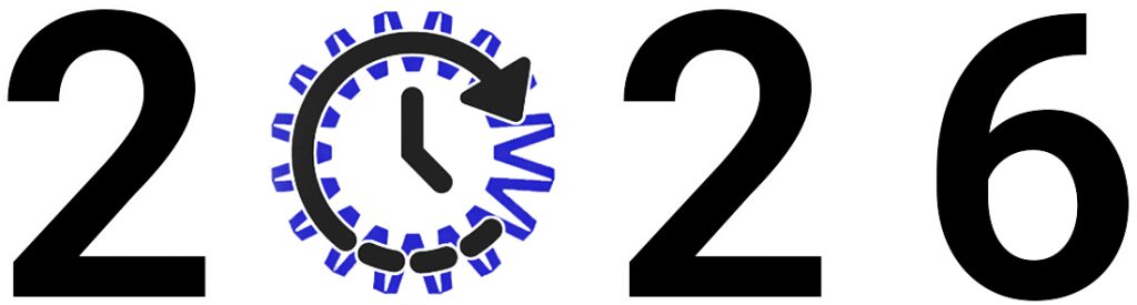 2026. Die 0 wurde durch das VIDIS Logo (der Buchstabe V mehrfach rund angeordnet, so das ein Kreis entsteht, dunkelblau) und einen runden Verlaufspfeil ,mit Uhrzeigern in der Mitte, ersetzt.